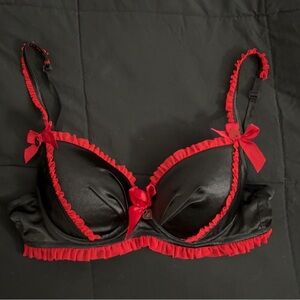 PLAYBOY Black and Red Satin Bra